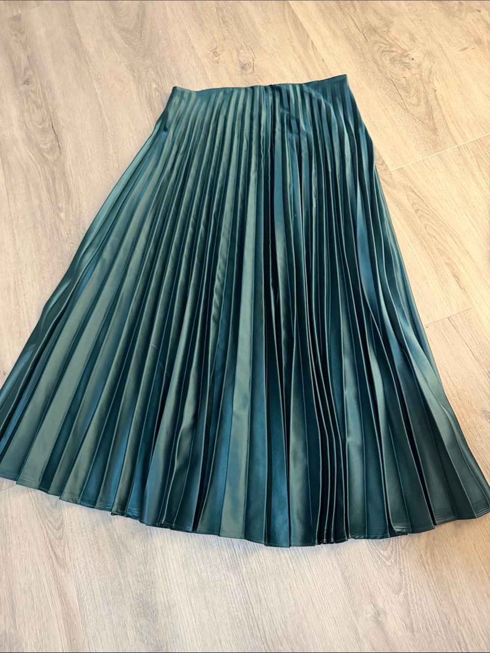 Zara Teal Pleated A-Line Midi Skirt